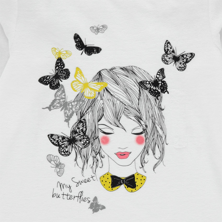 Junior - Pyjama long en velours print et imprimé papillons 