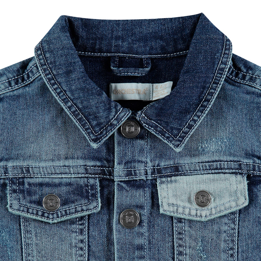 Veste en jeans sans manches effet used avec poches 