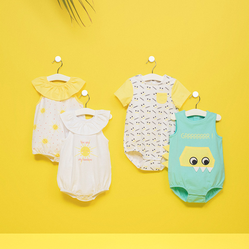 Lot de 2 combinaisons courtes avec motifs monstres 