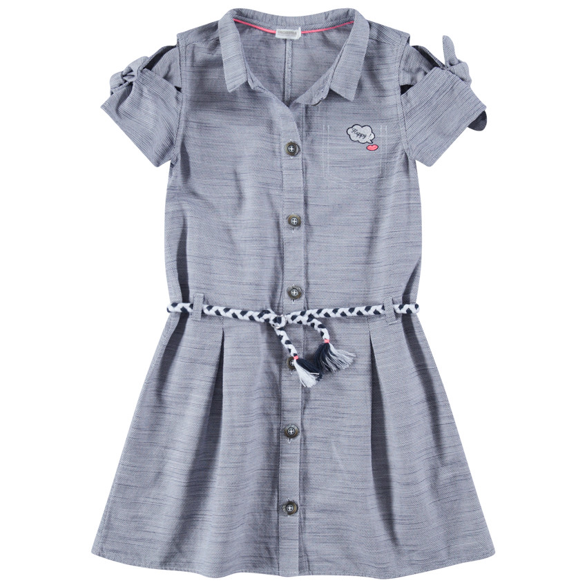 Junior - Robe chemise manches courtes avec ceinture tressée 
