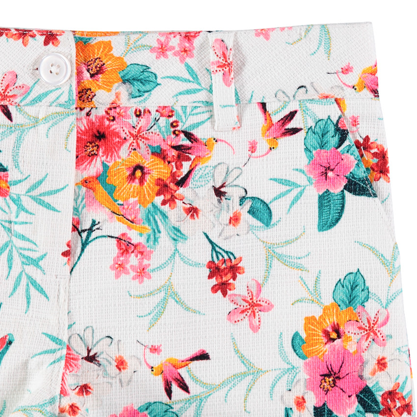 Short à fleurs en natté de coton 