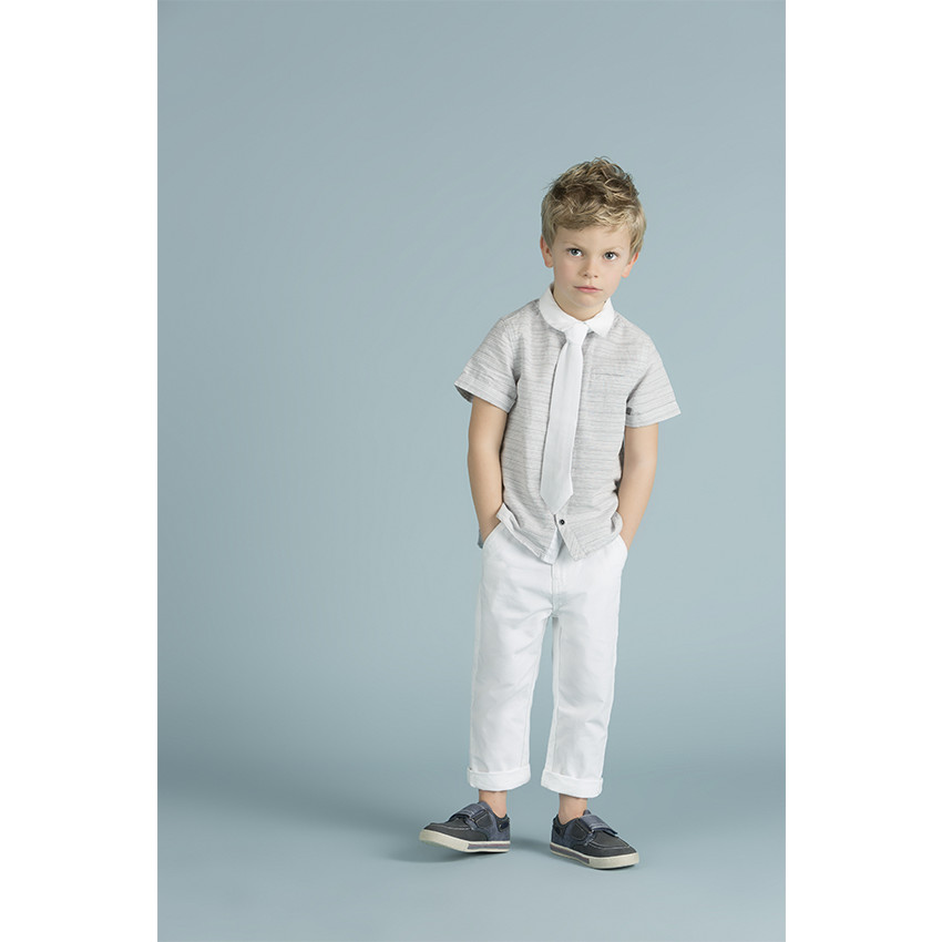 Pantalon blanc en coton ottoman 