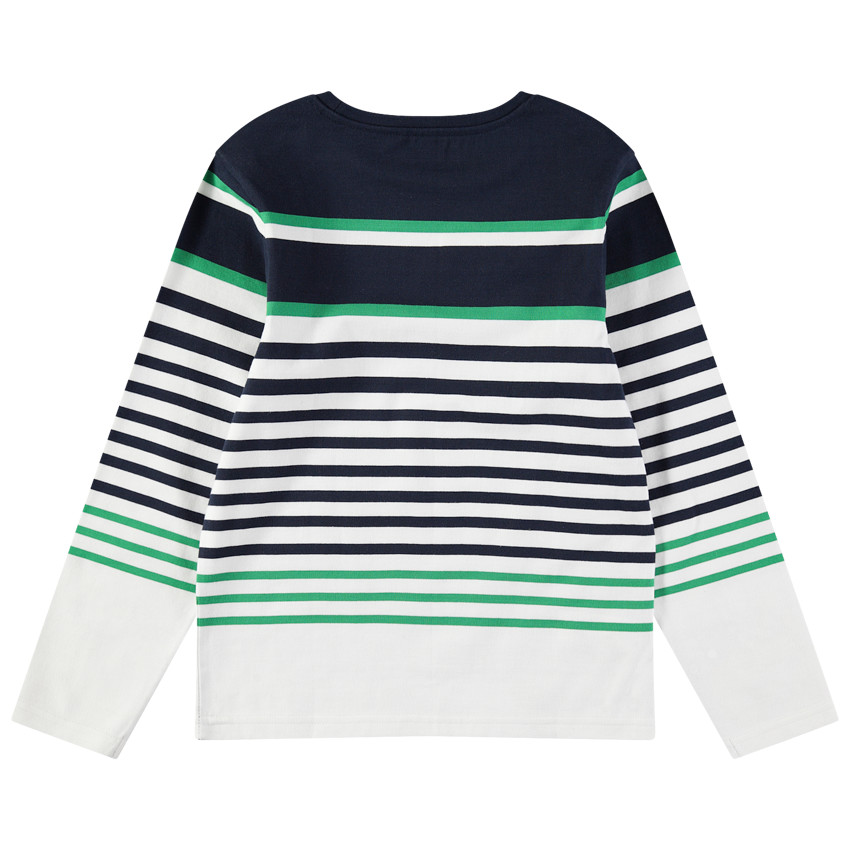 Junior - Marinière à rayures vertes et inscription en velours 