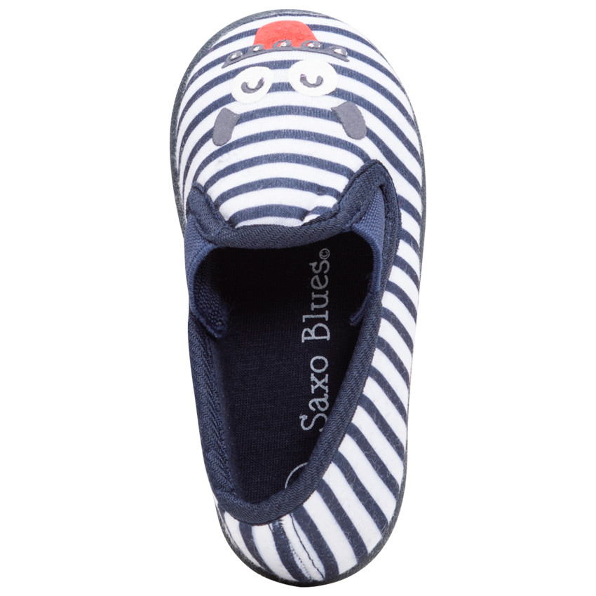 Chaussons bas rayés avec élastiques et personnage printé 