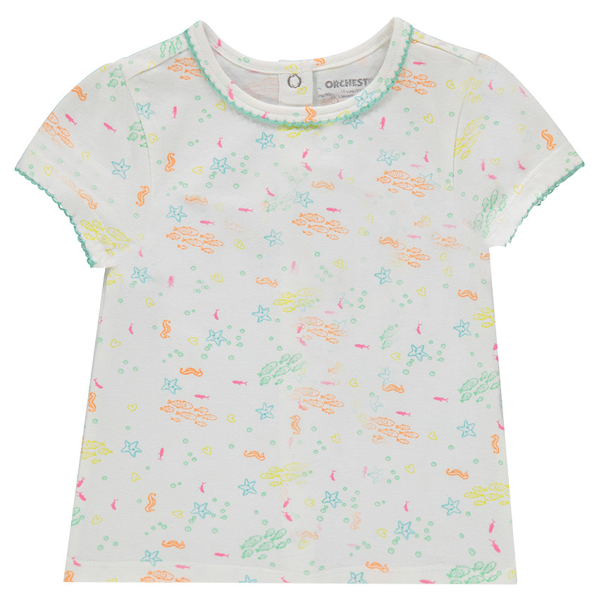 Tee-shirt manches courtes avec poissons imprimés all-over 