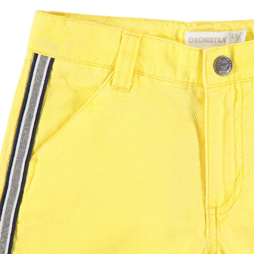 Bermuda en maille jaune à bandes appliquées 