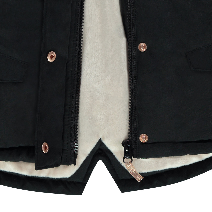 Parka longue doublée sherpa avec capuche amovible 