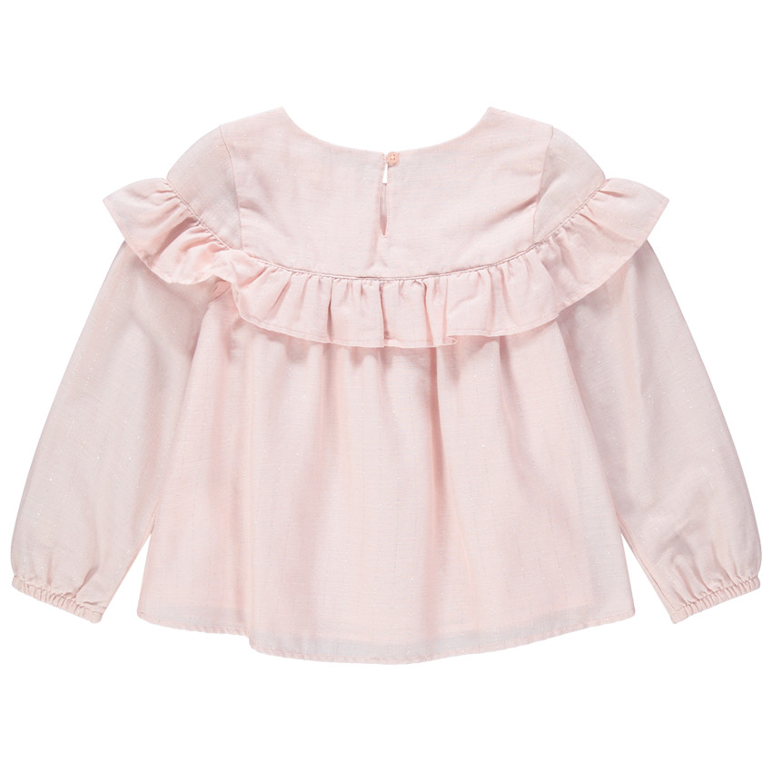 Tunique manches longues volanté à fines broderies 