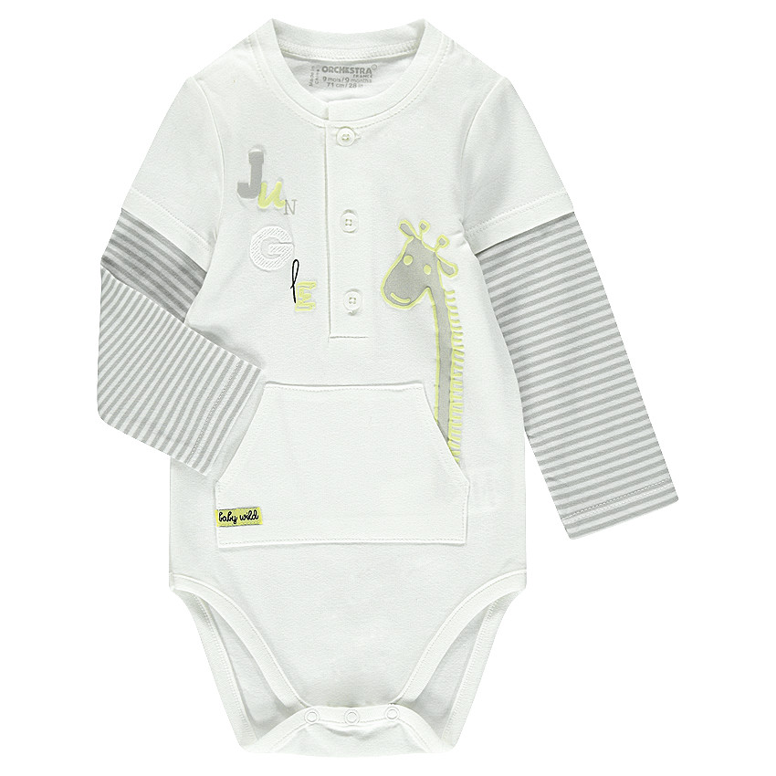 Body manches longues effet 2 en 1 avec girafe printée 