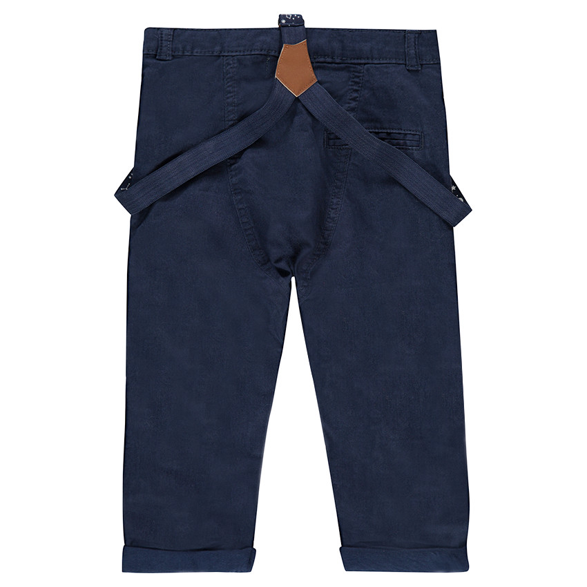 Pantalon droit doublé jersey avec bretelles amovibles 