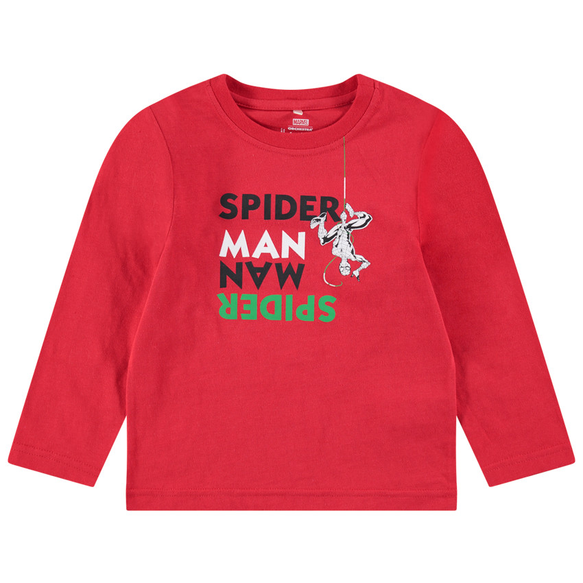 Tee-shirt manches longues en jersey avec message et print Marvel Spiderman 