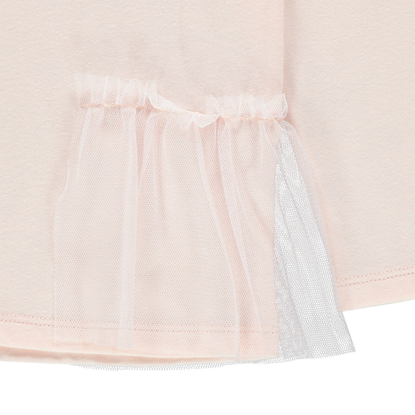Tee-shirt manches longues avec inscription en sequins et volant en tulle 