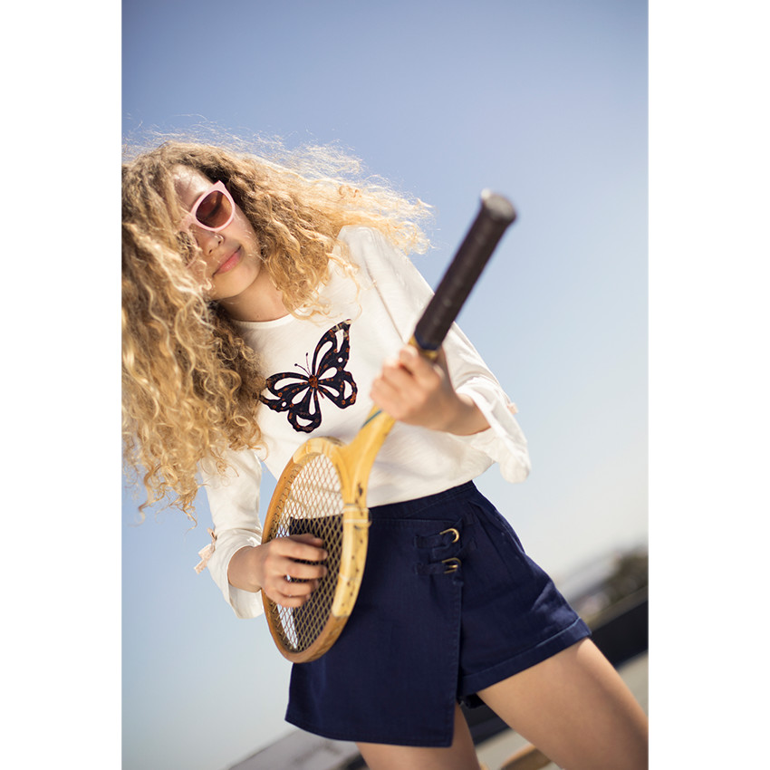 Junior - Tee-shirt à manches volantées et papillon en sequins 