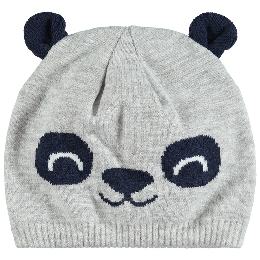 Bonnet en tricot doublé jersyea vec oreilles en relief 