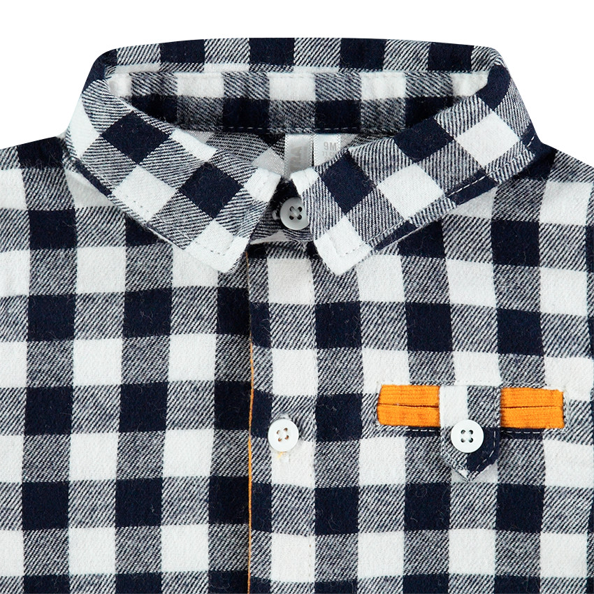 Ensemble avec chemise à carreaux en flanelle et salopette doublée micropolaire 