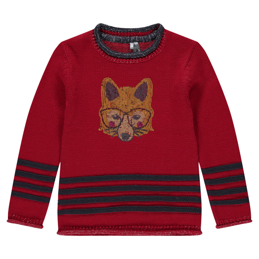 Pull manches longues en tricot à rayures et sequins 