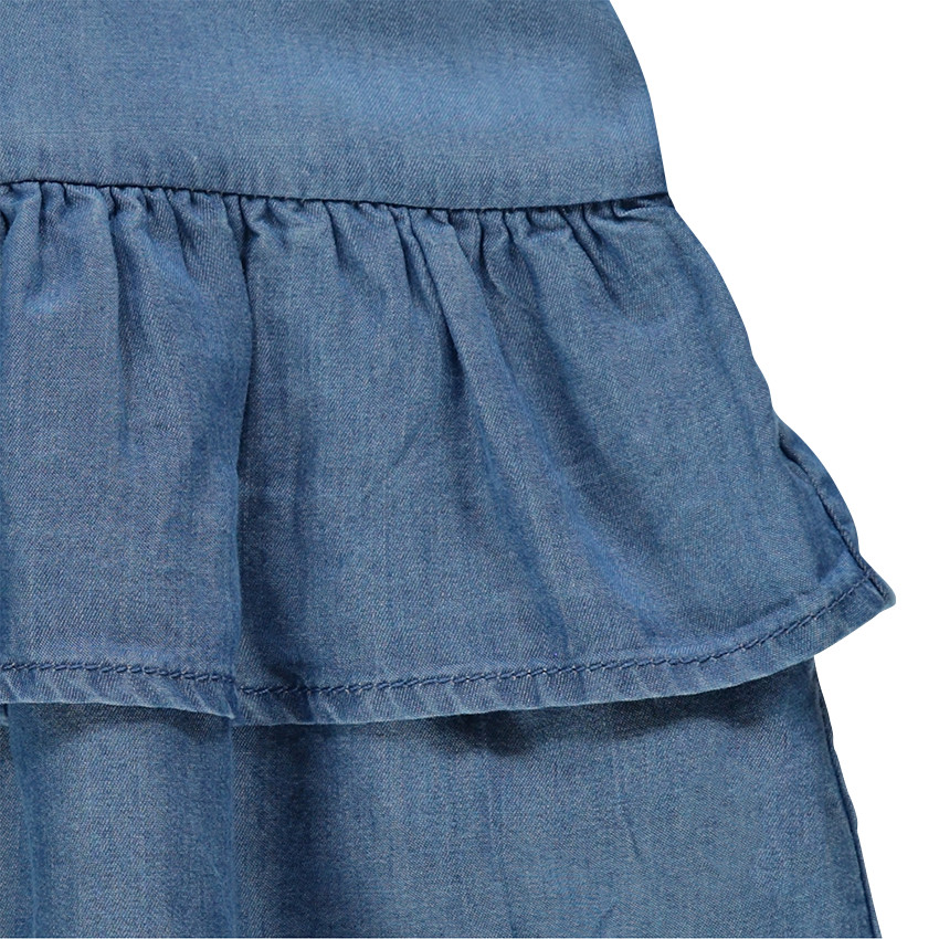 Robe volantée en Tencel avec fleurs brodées 