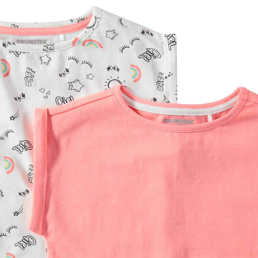 Lot de 2 t-shirts en coton uni / imprimé all-over 