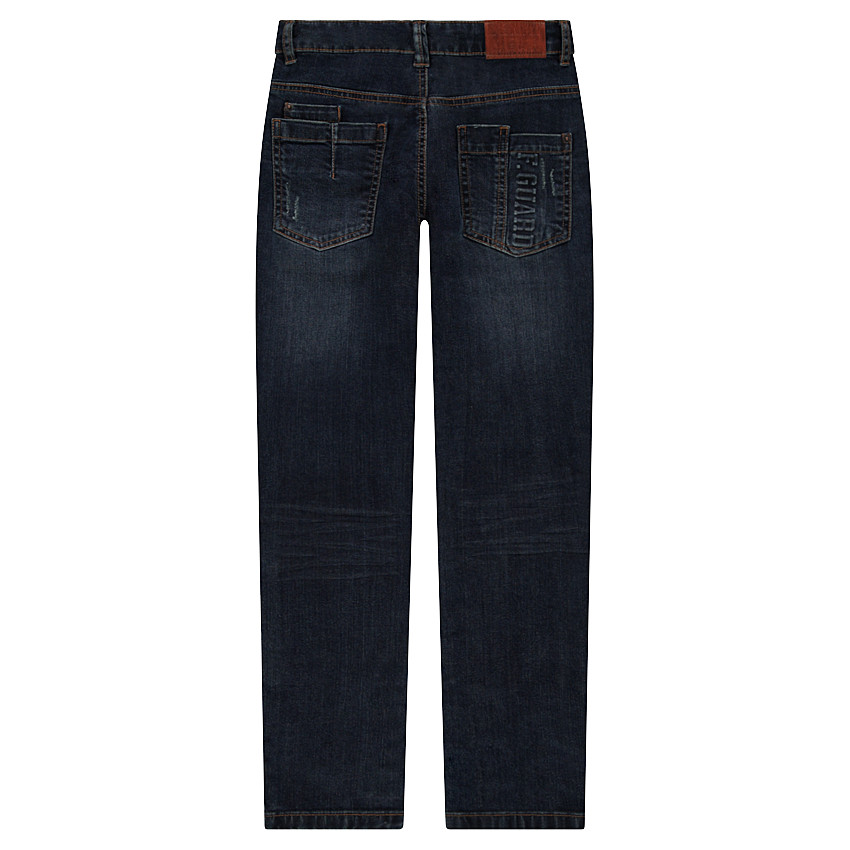 Junior - Jeans effet used et crinkle avec revers contrasté 