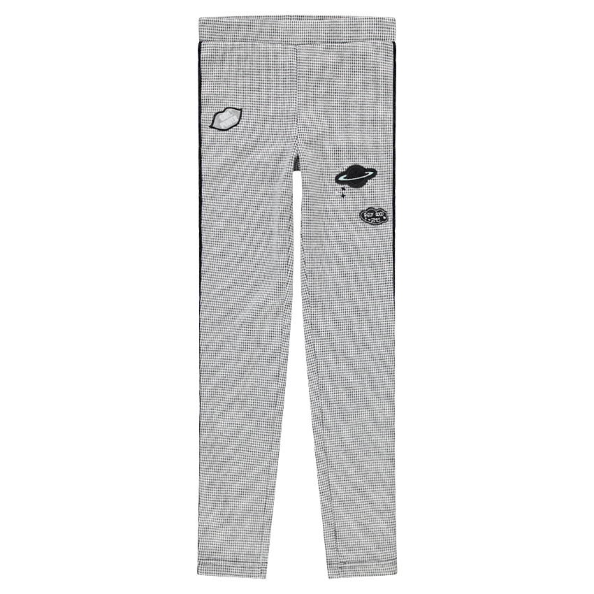 Junior - Jegging en molleton pied de poule avec badges et bandes brillantes 