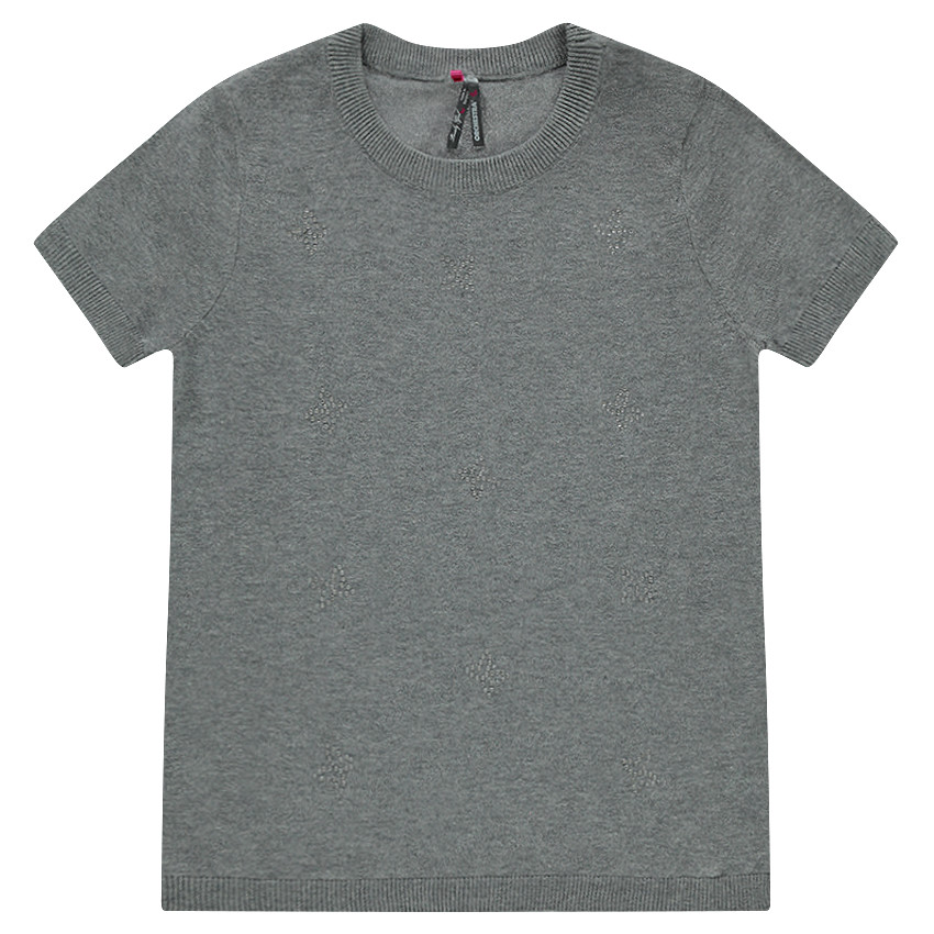 Junior - Pull en tricot fin manches courtes avec papillons all-over 