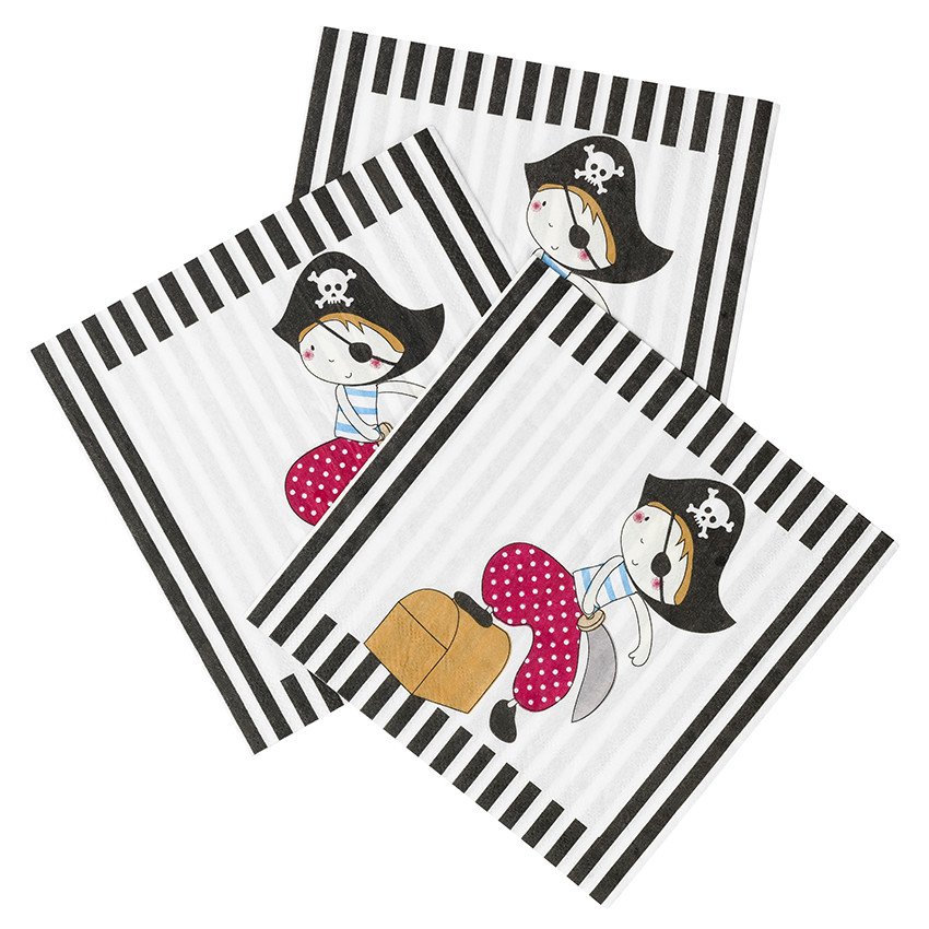 x 20 serviettes de table anniversaire en papier motif Pirate 