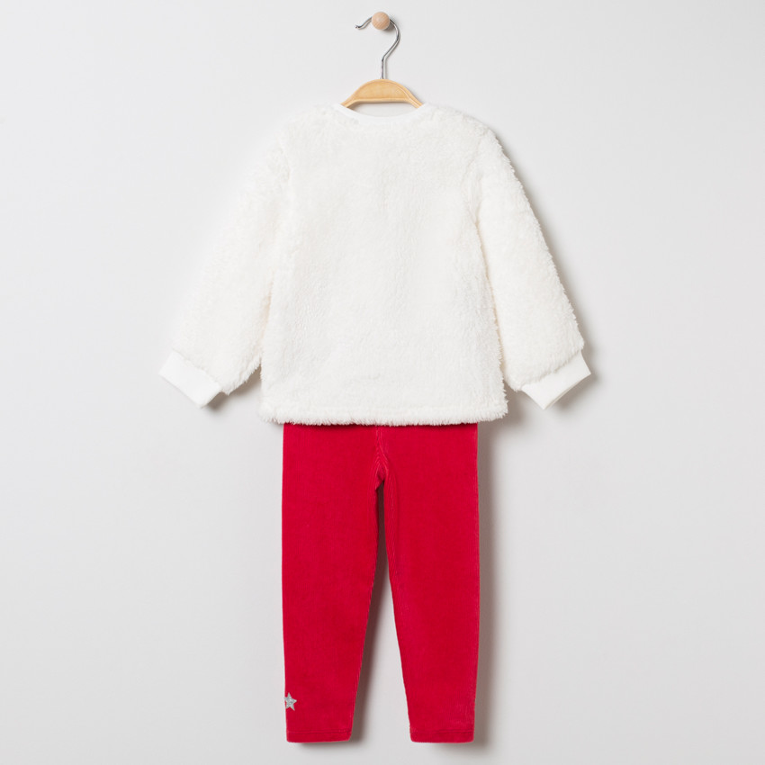 Ensemle sweat en sherpa et pantalon en velours volanté 