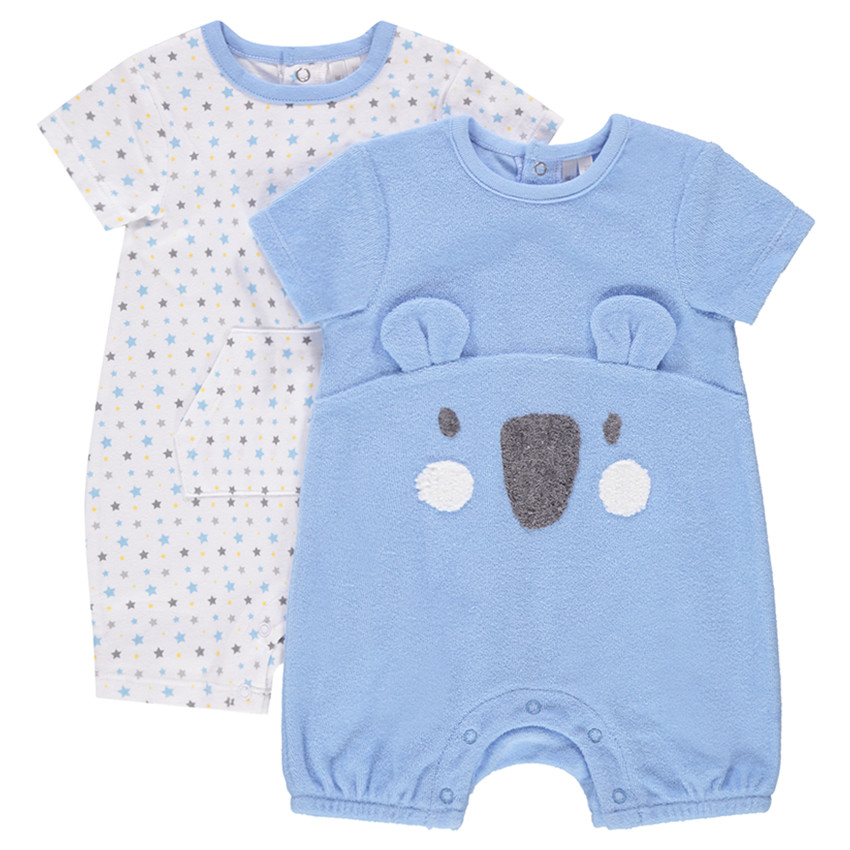 Lot de 2 combinaisons courtes avec étoiles et koala  