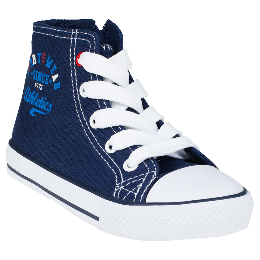 Baskets montantes à lacets et zip avec inscriptions printées 