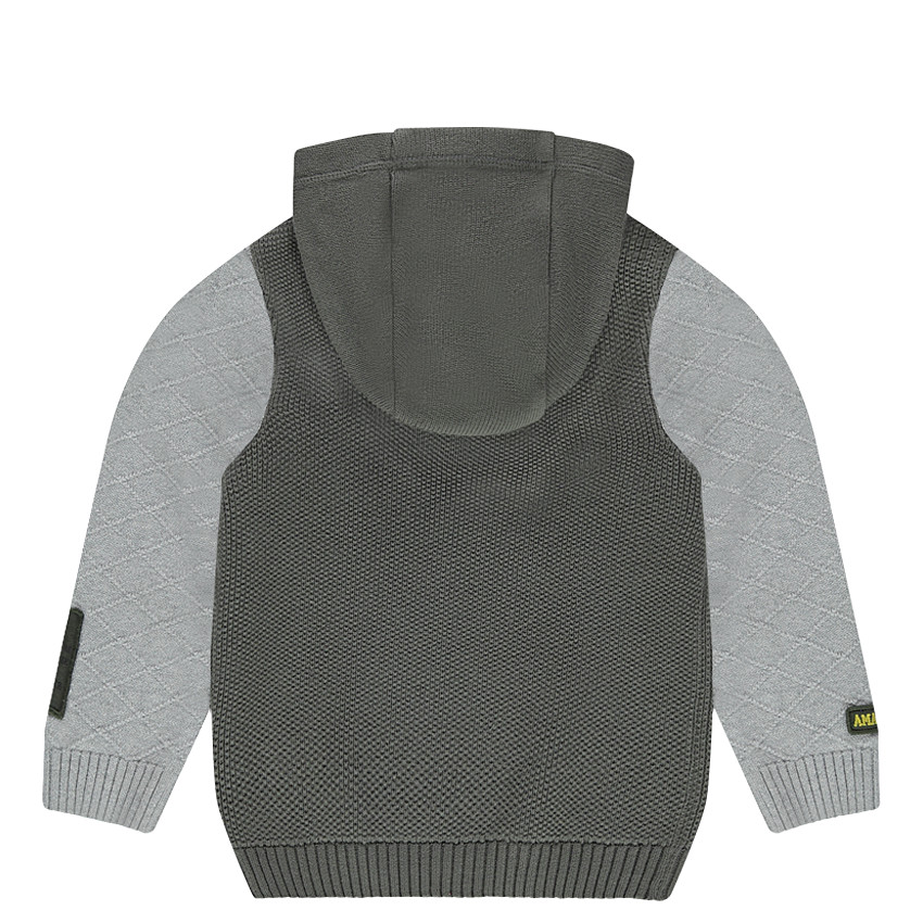 Pull à capuche en tricot fantaisie avec badges patchés 