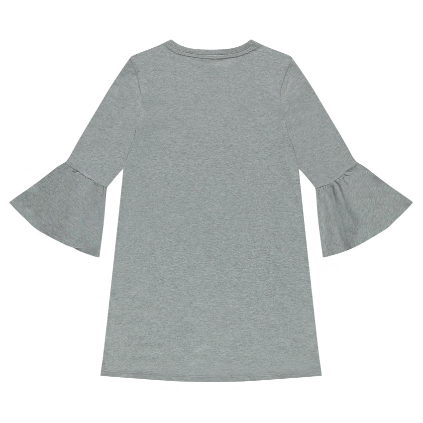 Robe en molleton avec manches volantées et mot printé 