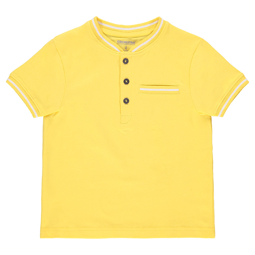 Polo manches courtes en coton avec détails en bord-côte 