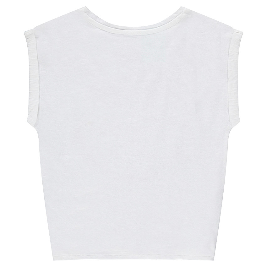 Tee-shirt manches courtes forme boîte print Smiley à paillettes 