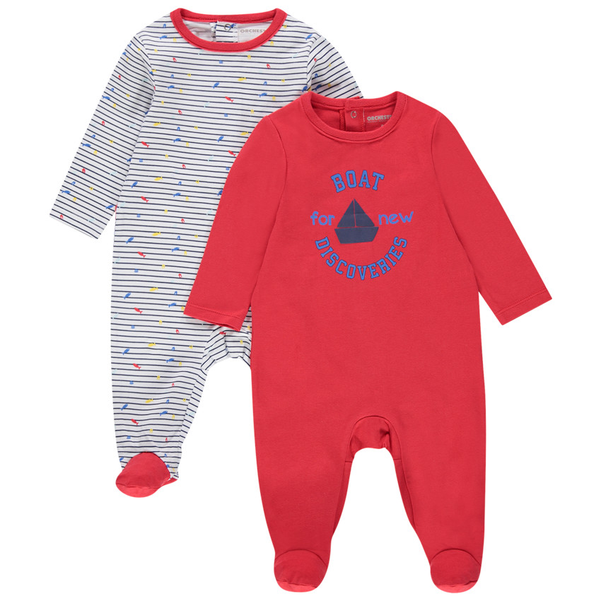 Lot de 2 dors-bien en jersey à rayures et bateaux printés 