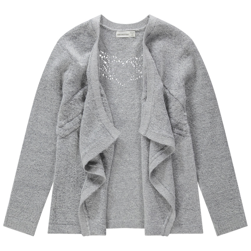 Junior - Gilet en tricot à pans fantaisie avec motif ajouré au dos 