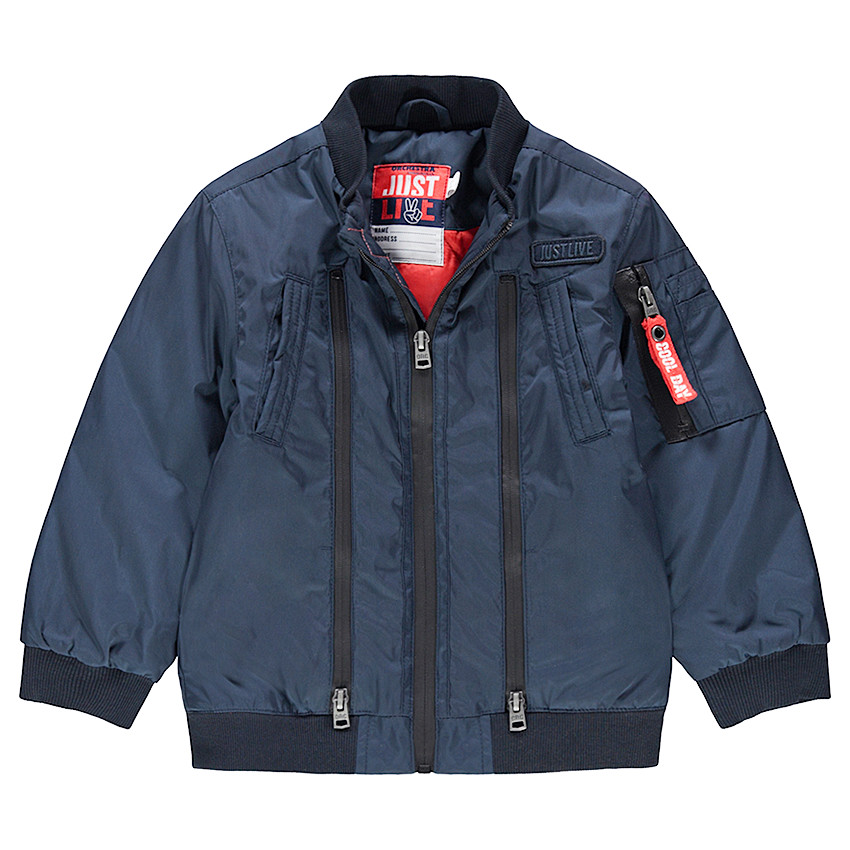 Junior - Teddy bleu uni avec doublure imprimée et poche zippée 