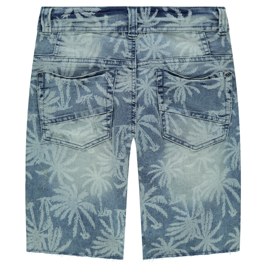 Junior - Bermuda en jeans avec palmiers all-over  
