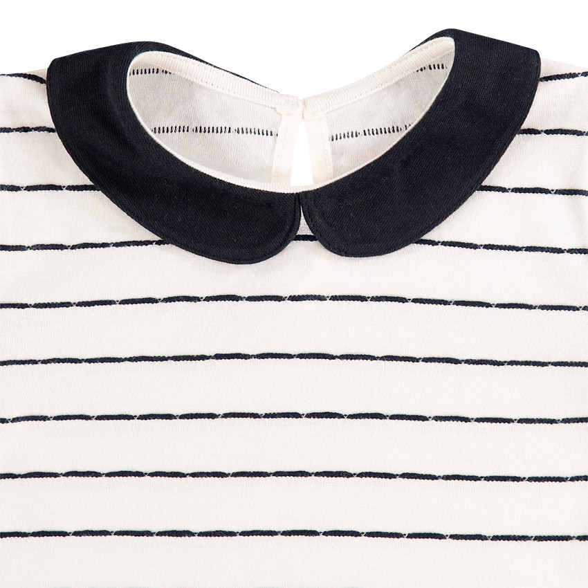 Tee-shirt manches longues rayé avec col Claudine 