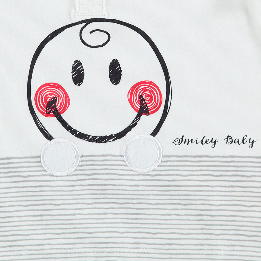 Polo manches longues avec col chambray et print Smiley 