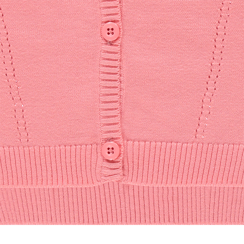 Gilet ne tricot avec maille ajourée et volants 