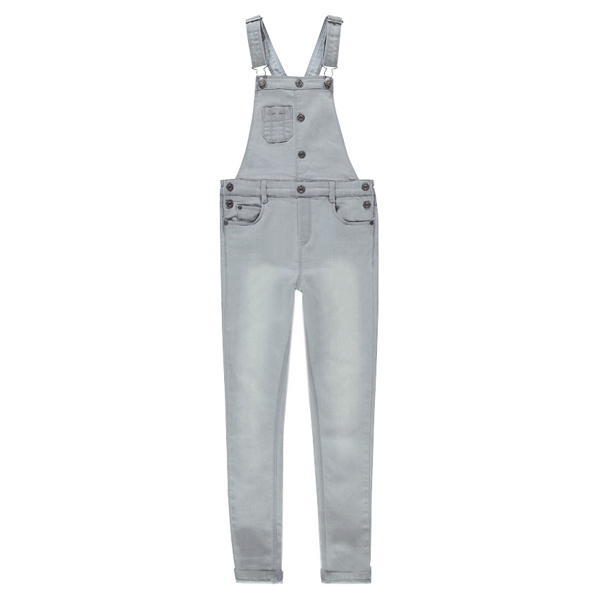 Junior - Salopette en jeans effet used doublée jersey 