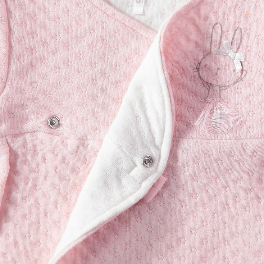 Gilet rose à micro motif all-over et lapin en tutu printé 