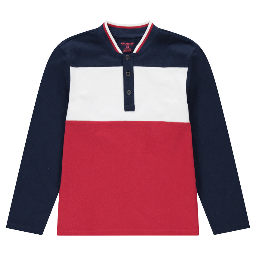 Junior - Polo manches longues en jersey avec col esprit teddy 