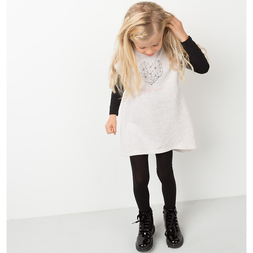 Robe manches courtes en molleton avec coeur et papillon printés 