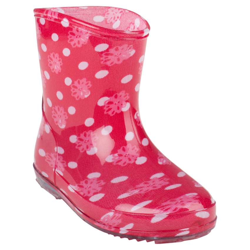 Bottes de pluie imprimées pois et fleurs en caoutchouc 
