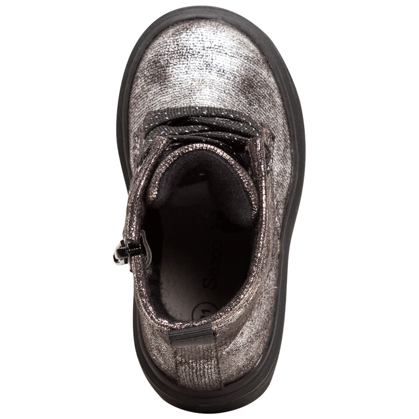 Bottillons argentés à lacets et zip du 28 au 35 