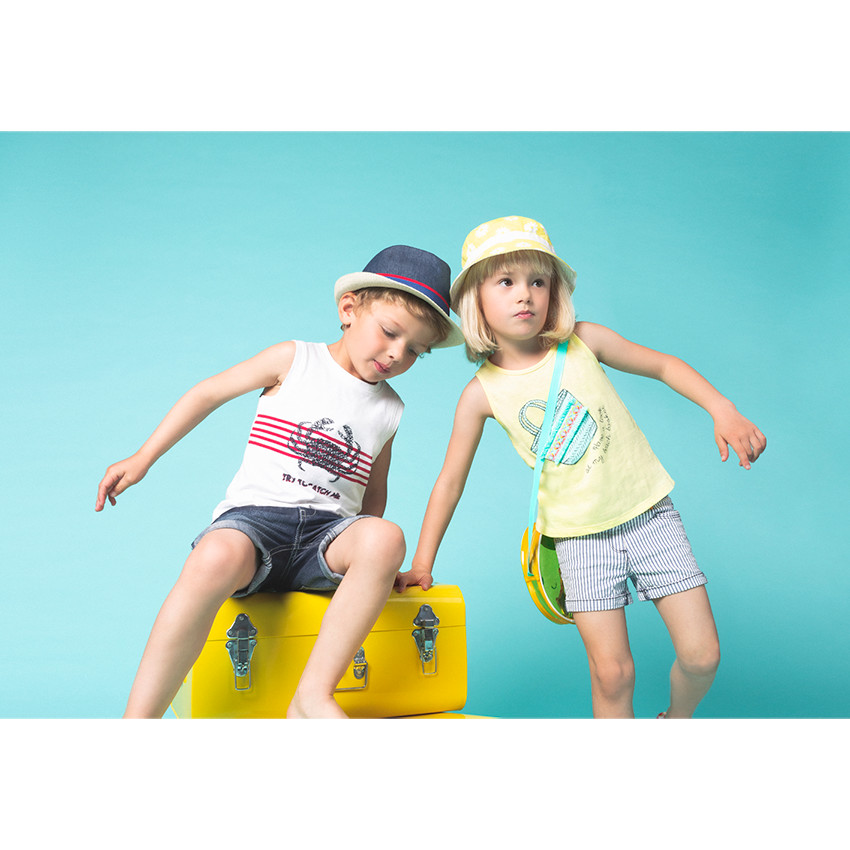 Débardeur en jersey avec panier printé et broderies 