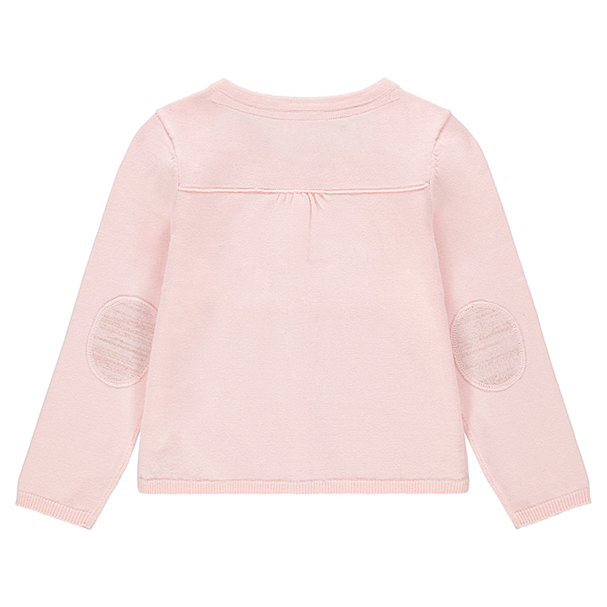 Gilet en tricot rose poudré avec coudières patchées 