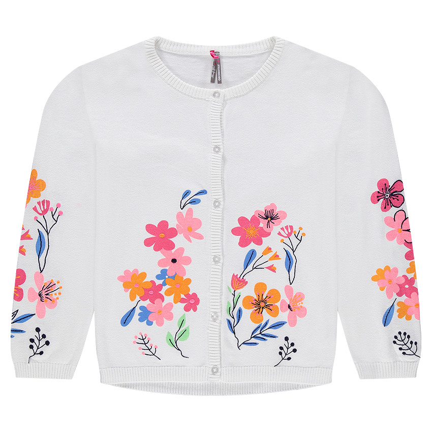 Gilet en tricot avec fleurs printées et détails brodés 