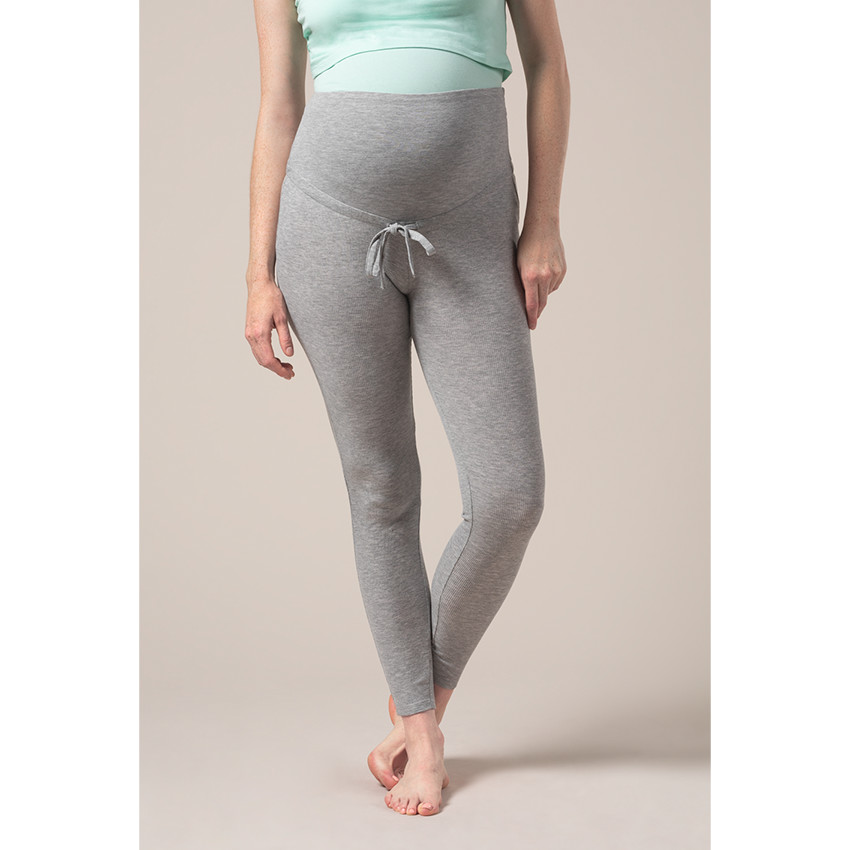 Pantalon de pyjama de grossesse en maille côtelée chinée 